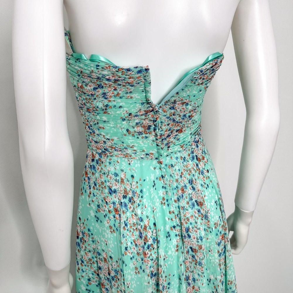 Allure Bridals Strapless Pleated Sweetheart Flowy Floral Print Bridesmaids Dress - Picture 13 of 16